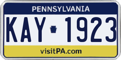 PA license plate KAY1923