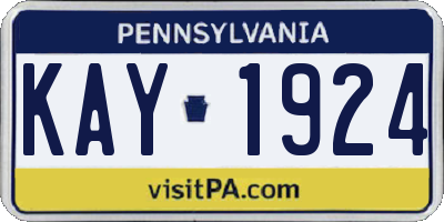 PA license plate KAY1924