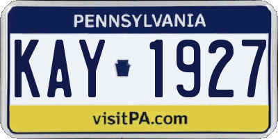 PA license plate KAY1927