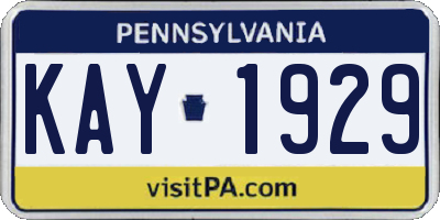 PA license plate KAY1929