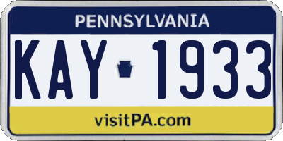 PA license plate KAY1933