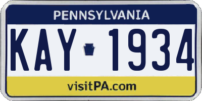 PA license plate KAY1934