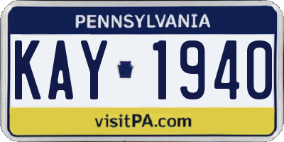 PA license plate KAY1940