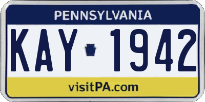 PA license plate KAY1942