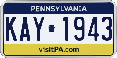 PA license plate KAY1943