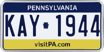 PA license plate KAY1944