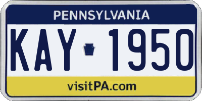 PA license plate KAY1950