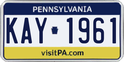 PA license plate KAY1961