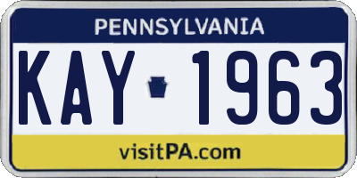 PA license plate KAY1963