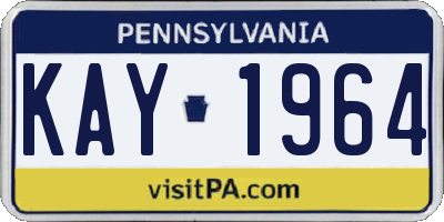 PA license plate KAY1964