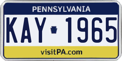 PA license plate KAY1965