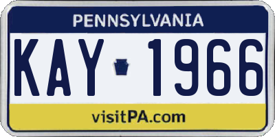 PA license plate KAY1966