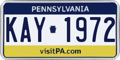 PA license plate KAY1972