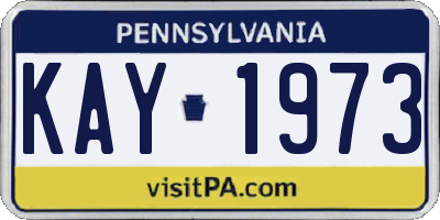 PA license plate KAY1973