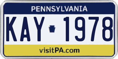 PA license plate KAY1978