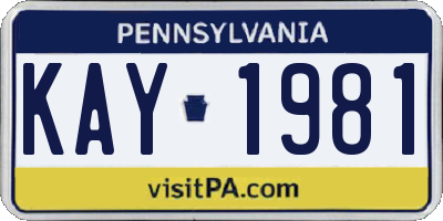 PA license plate KAY1981