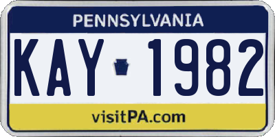 PA license plate KAY1982