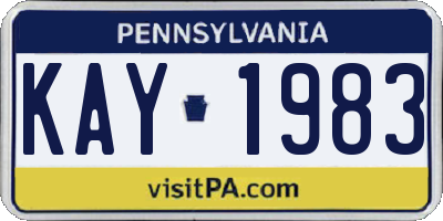 PA license plate KAY1983