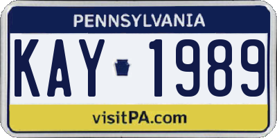 PA license plate KAY1989