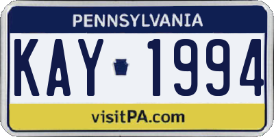 PA license plate KAY1994