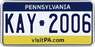 PA license plate KAY2006