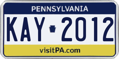 PA license plate KAY2012
