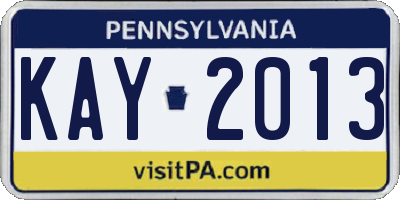 PA license plate KAY2013