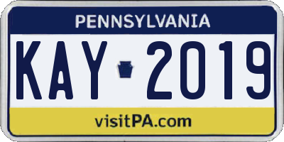 PA license plate KAY2019