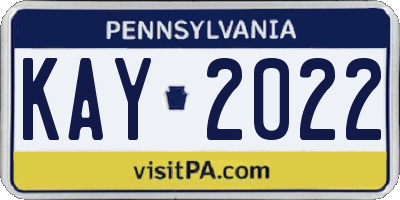 PA license plate KAY2022