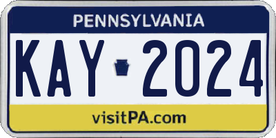 PA license plate KAY2024