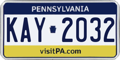 PA license plate KAY2032