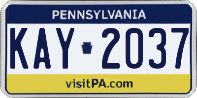 PA license plate KAY2037