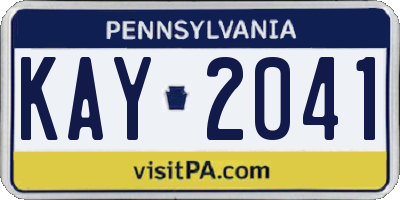 PA license plate KAY2041