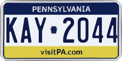 PA license plate KAY2044