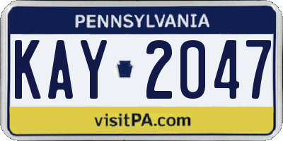 PA license plate KAY2047