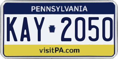 PA license plate KAY2050