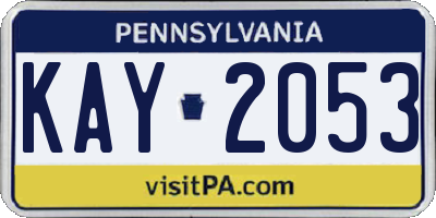 PA license plate KAY2053