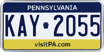 PA license plate KAY2055
