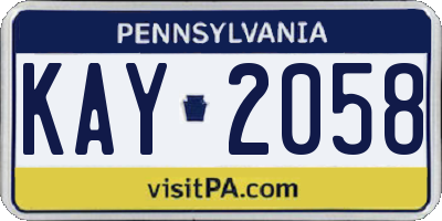 PA license plate KAY2058
