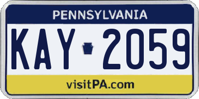 PA license plate KAY2059