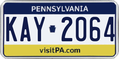 PA license plate KAY2064