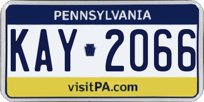 PA license plate KAY2066