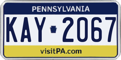PA license plate KAY2067
