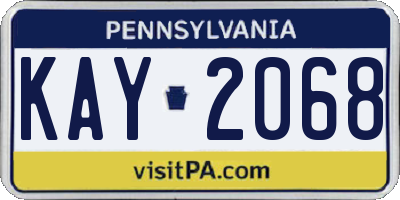 PA license plate KAY2068