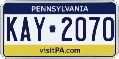 PA license plate KAY2070