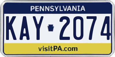 PA license plate KAY2074