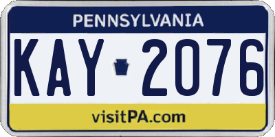 PA license plate KAY2076