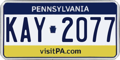 PA license plate KAY2077
