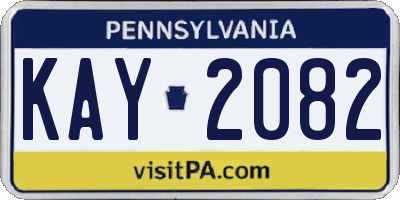PA license plate KAY2082