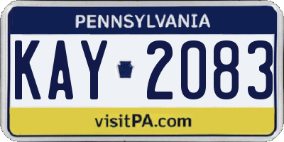 PA license plate KAY2083